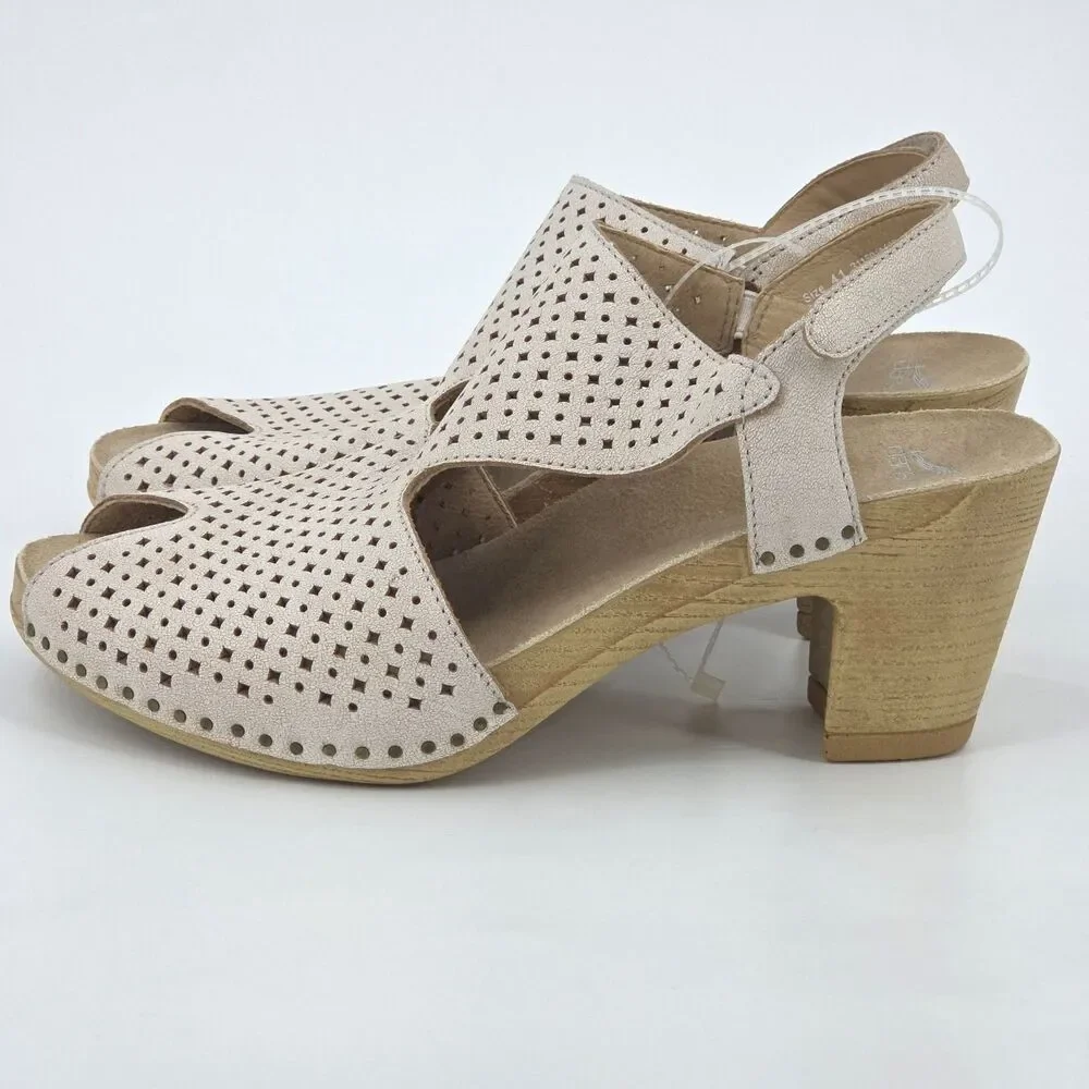 Dansko Teagan Leather Sandals Womens Size 41 White Slingback Neutral Granny